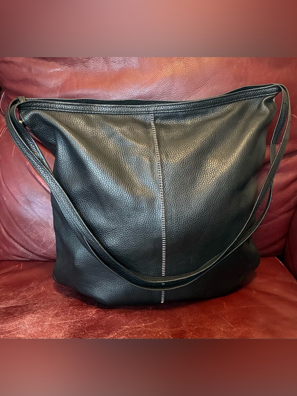 Black Pebbled Leather Shoulder Bag